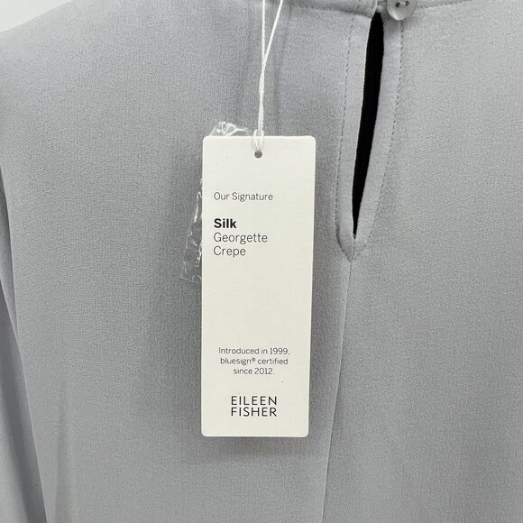 New Eileen Fisher Classic Silk‎ Charmeuse Tank Top Bone Roundneck Sandwashed Med - Picture 8 of 10